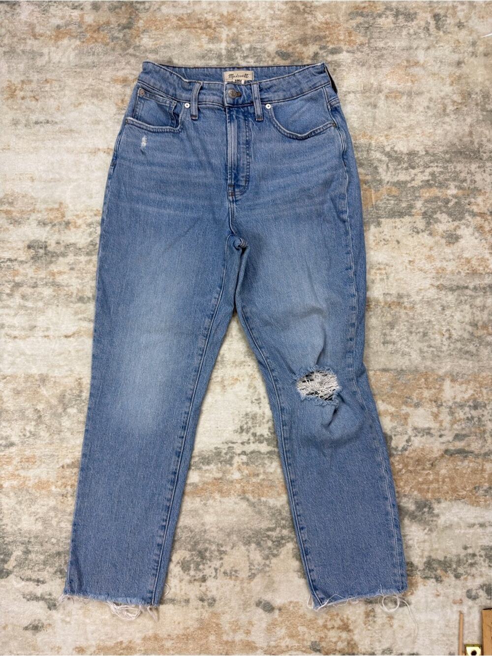 Madewell The Perfect Vintage Jean Size 28 High Waist Distressed Raw Hem Cropped